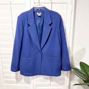 Vintage Mark Reed 100% Wool Blazer Royal Blue Size 18